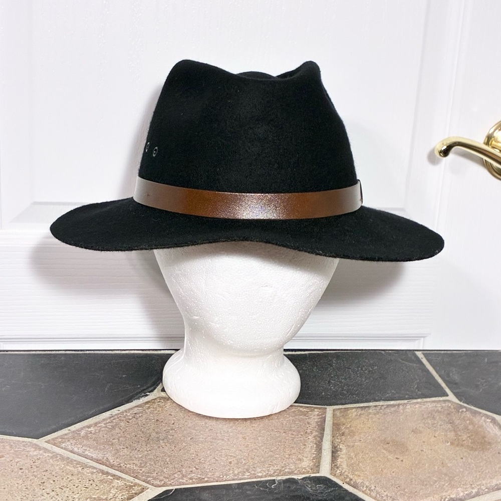 Vintage Brixton Wool & Leather Outback Hat Black Men’s Medium USA MADE